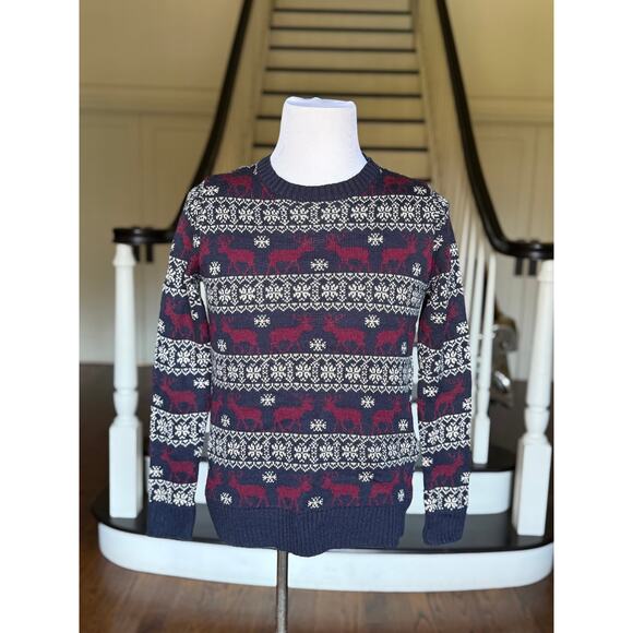 Mens SZ Small Reindeer Fair Isle Sweater Fall Winter Christmas Apres Ski Holiday - Picture 3 of 7